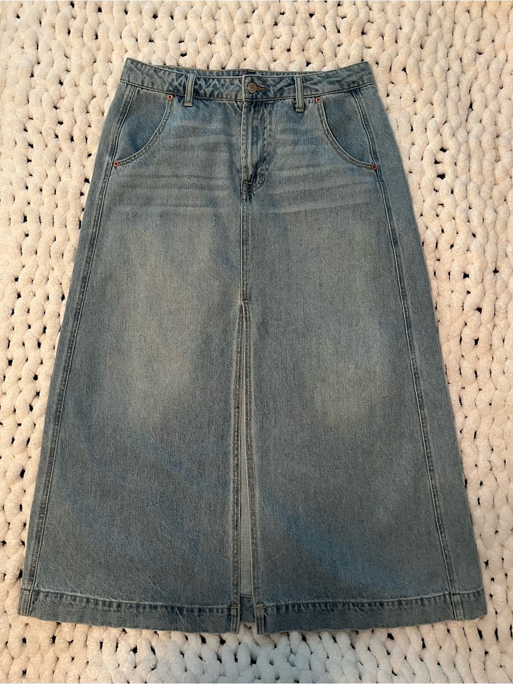 Frye Light Blue Straight Denim Skirt